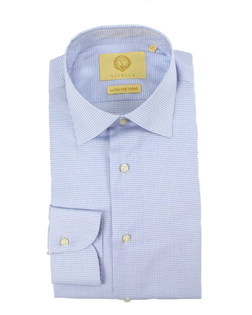 Blue Micro Check • tailored fit, cotton, formal shirt