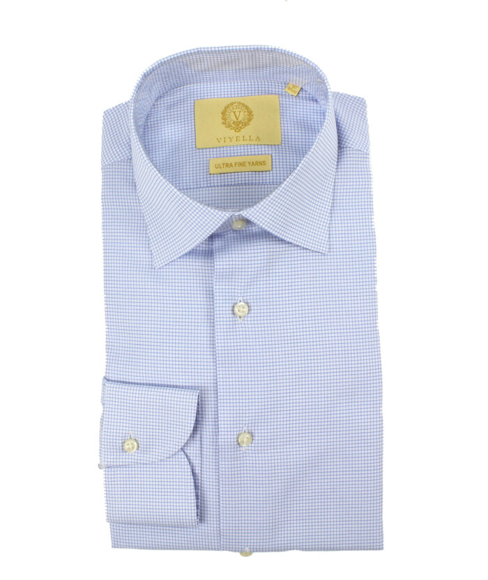 Blue Micro Check • tailored fit, cotton, formal shirt