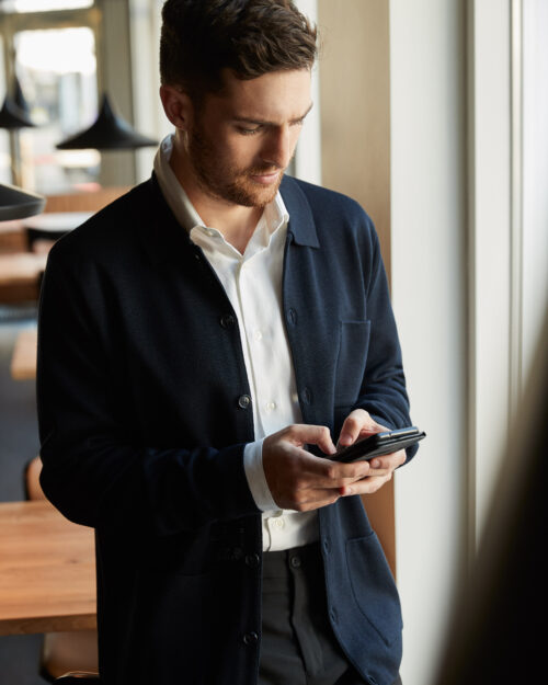 Manchester cardigan • polo collar