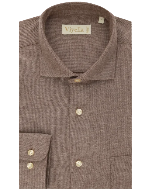 Camel Melange Plain Cotton Flannel • regular fit