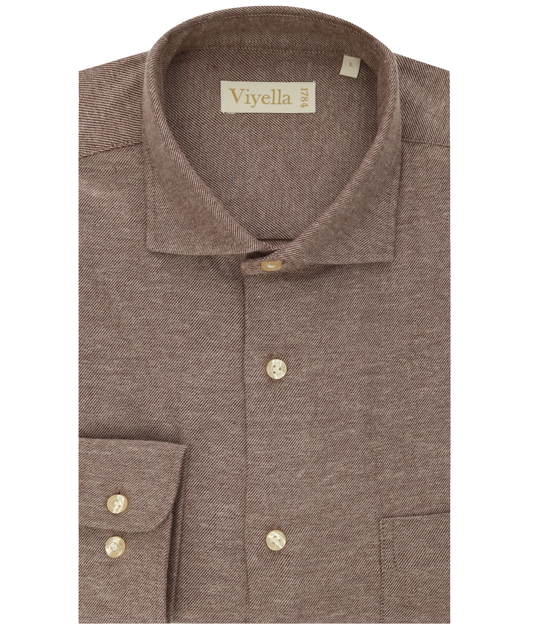 Camel Melange Plain Cotton Flannel • regular fit