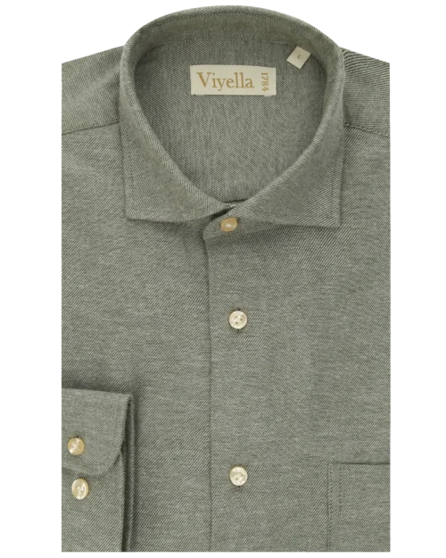 Moss Green Melange Plain Cotton Flannel • regular fit